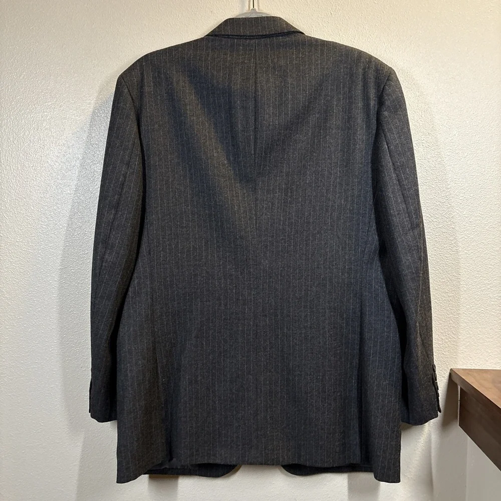 Pinstripe 100% Wool Sport Coat Jacket Charcoal Gray Francesco Maiolo‎ NY Rome